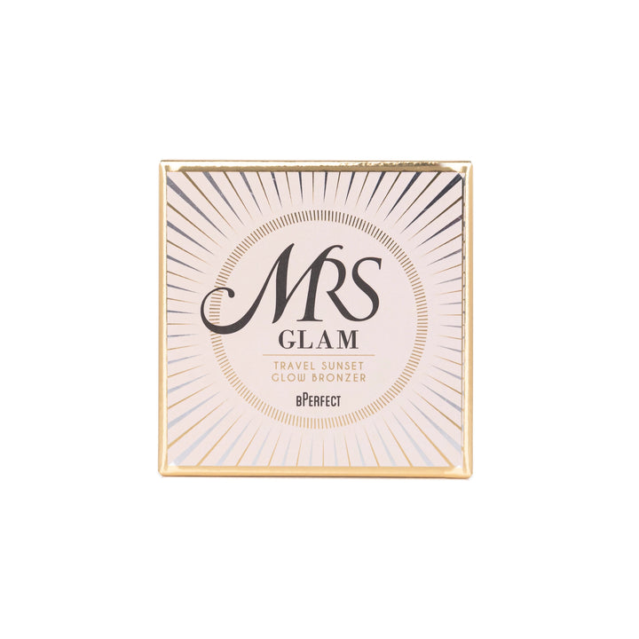 Product packaging for 'Mrs Glam' with gold border and white background