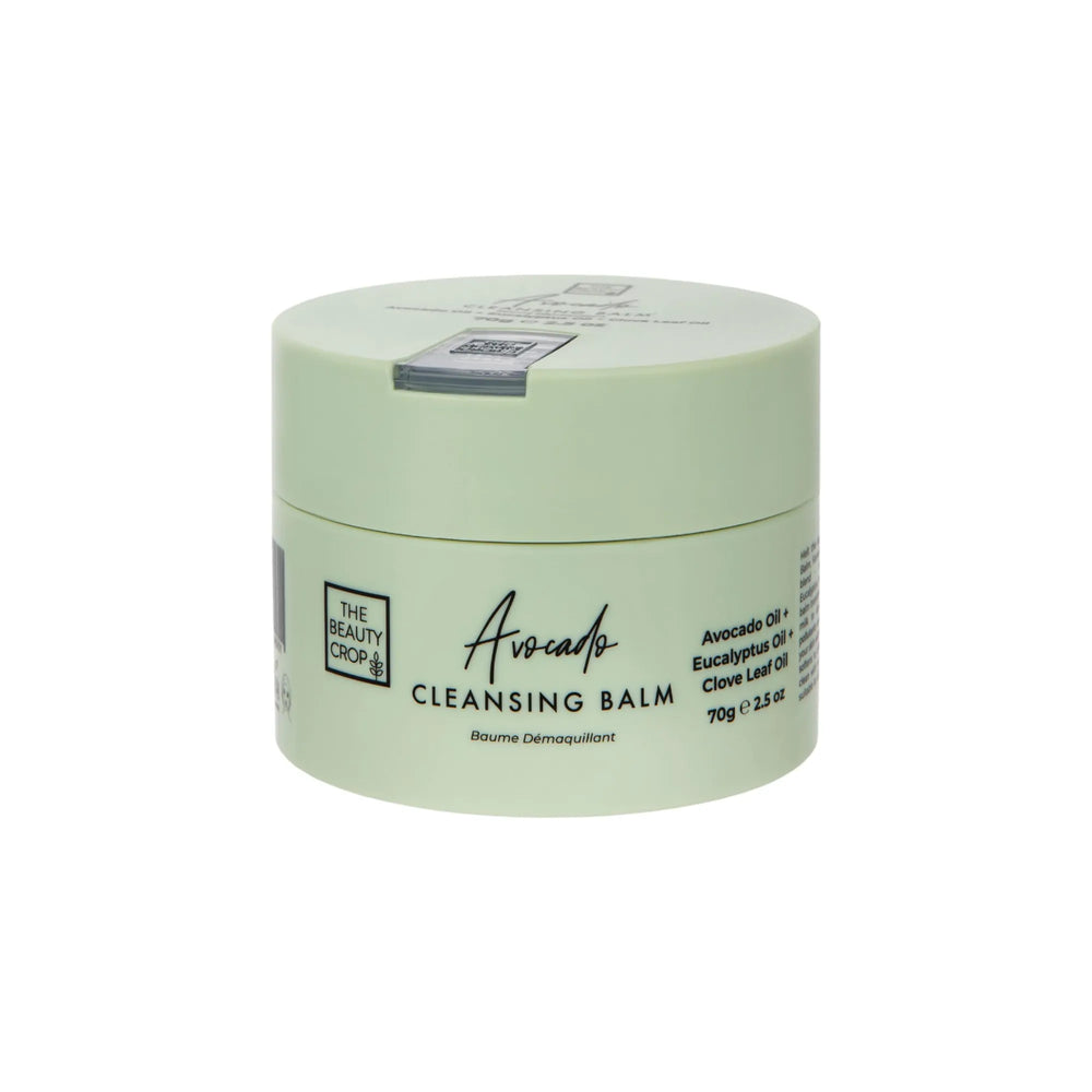 Avocado cleansing balm jar with visible branding on a white background
